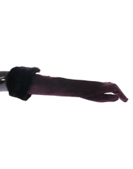 Dolce & Gabbana Purple Mink Fur Goatskin Suede Leather Gloves - 7.5 | M - Gloves & Mittens