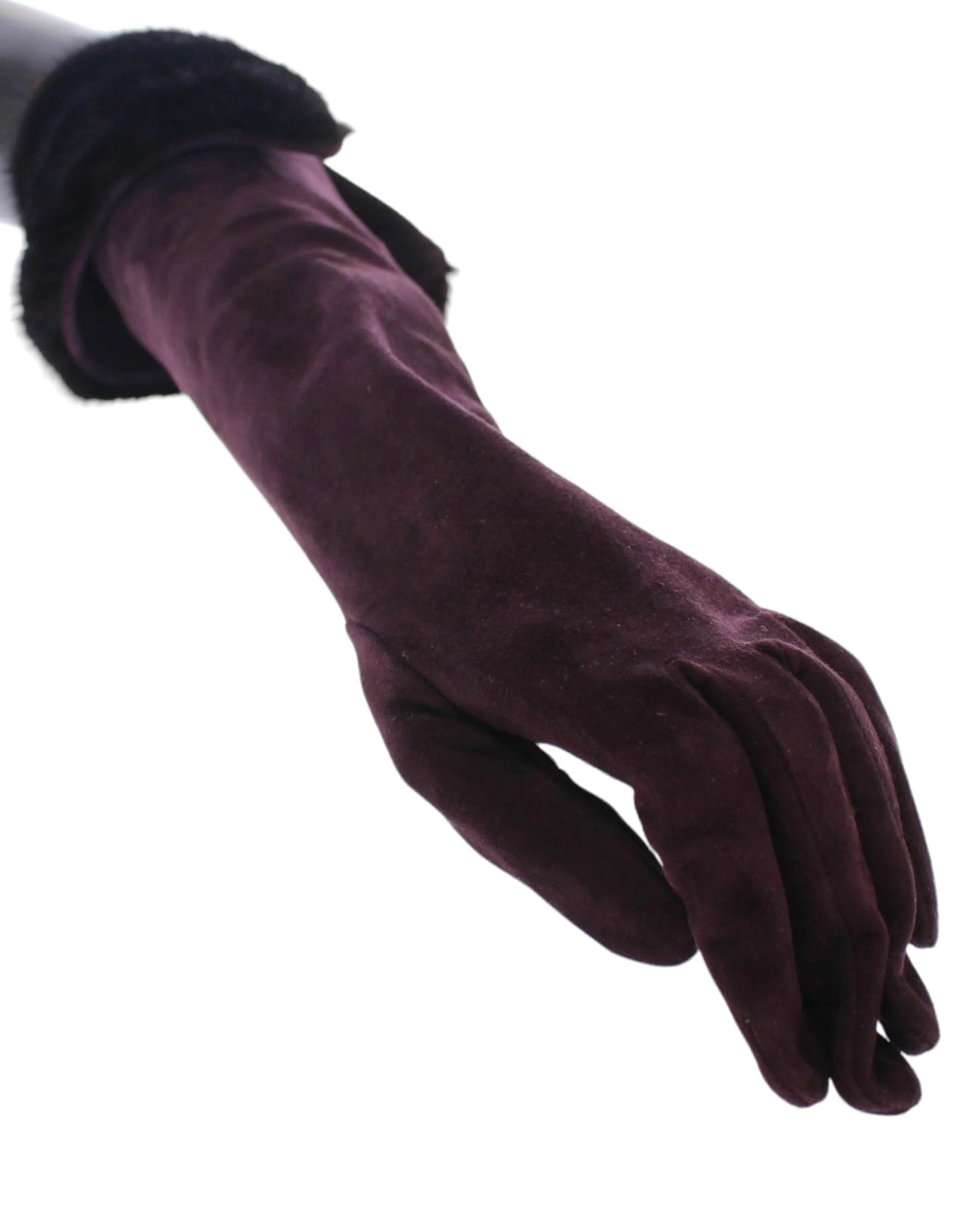 Dolce & Gabbana Purple Mink Fur Goatskin Suede Leather Gloves - 7.5 | M - Gloves & Mittens