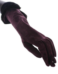 Dolce & Gabbana Purple Mink Fur Goatskin Suede Leather Gloves - 7.5 | M - Gloves & Mittens
