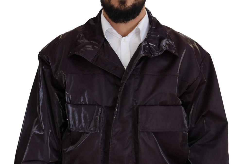 Dolce & Gabbana Purple Nylon Collared Biker Coat Jacket - XS - Coats & Jackets