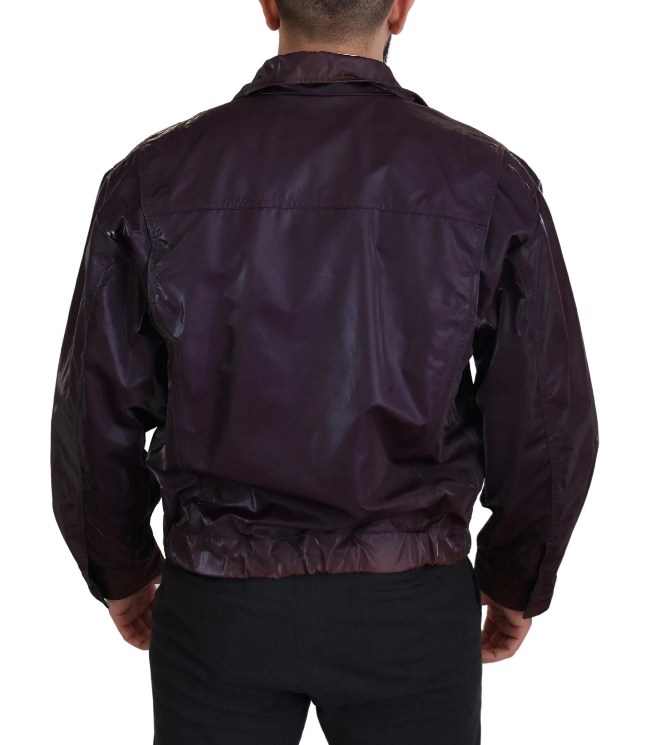Dolce & Gabbana Purple Nylon Collared Biker Coat Jacket - XS - Coats & Jackets