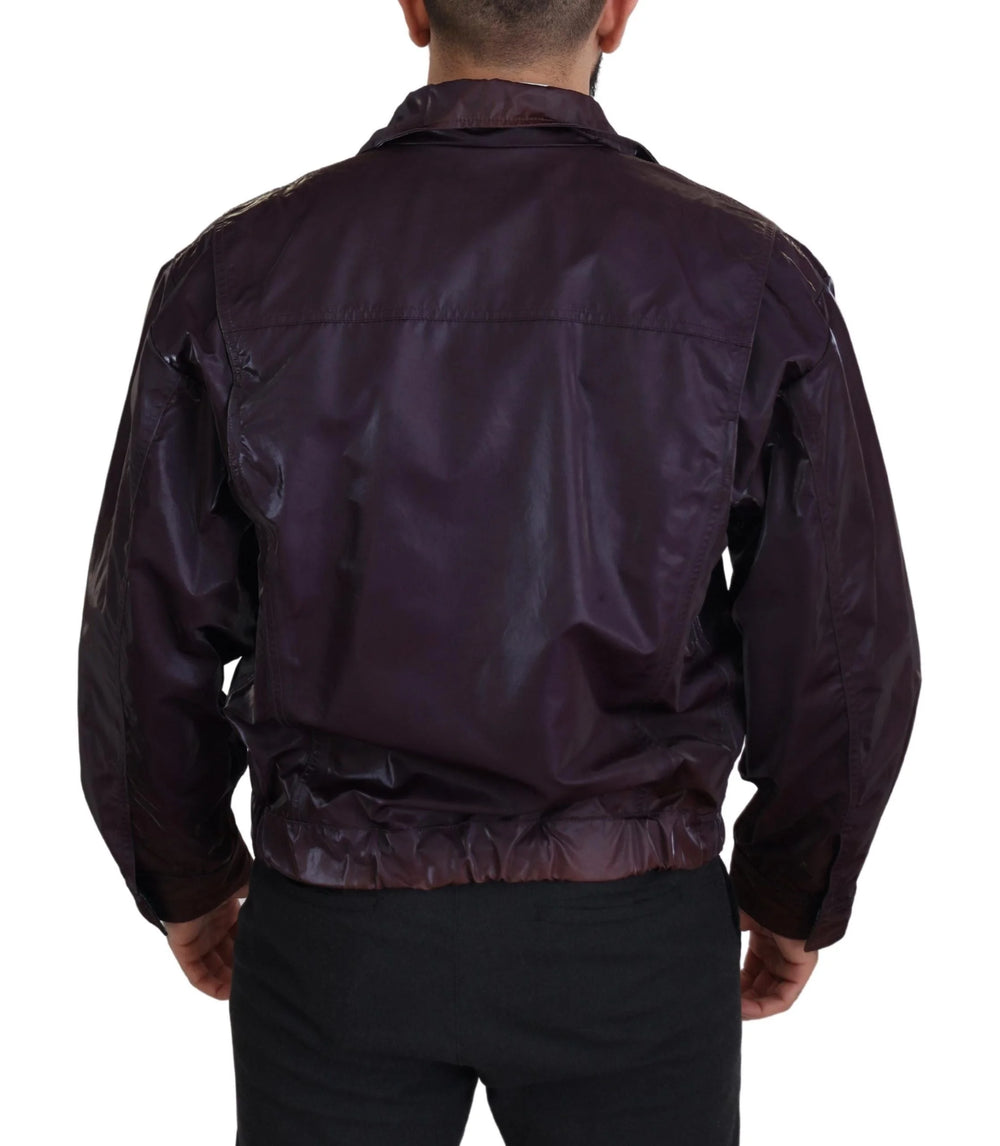 Dolce & Gabbana Purple Nylon Collared Biker Coat Jacket - XS - Coats & Jackets