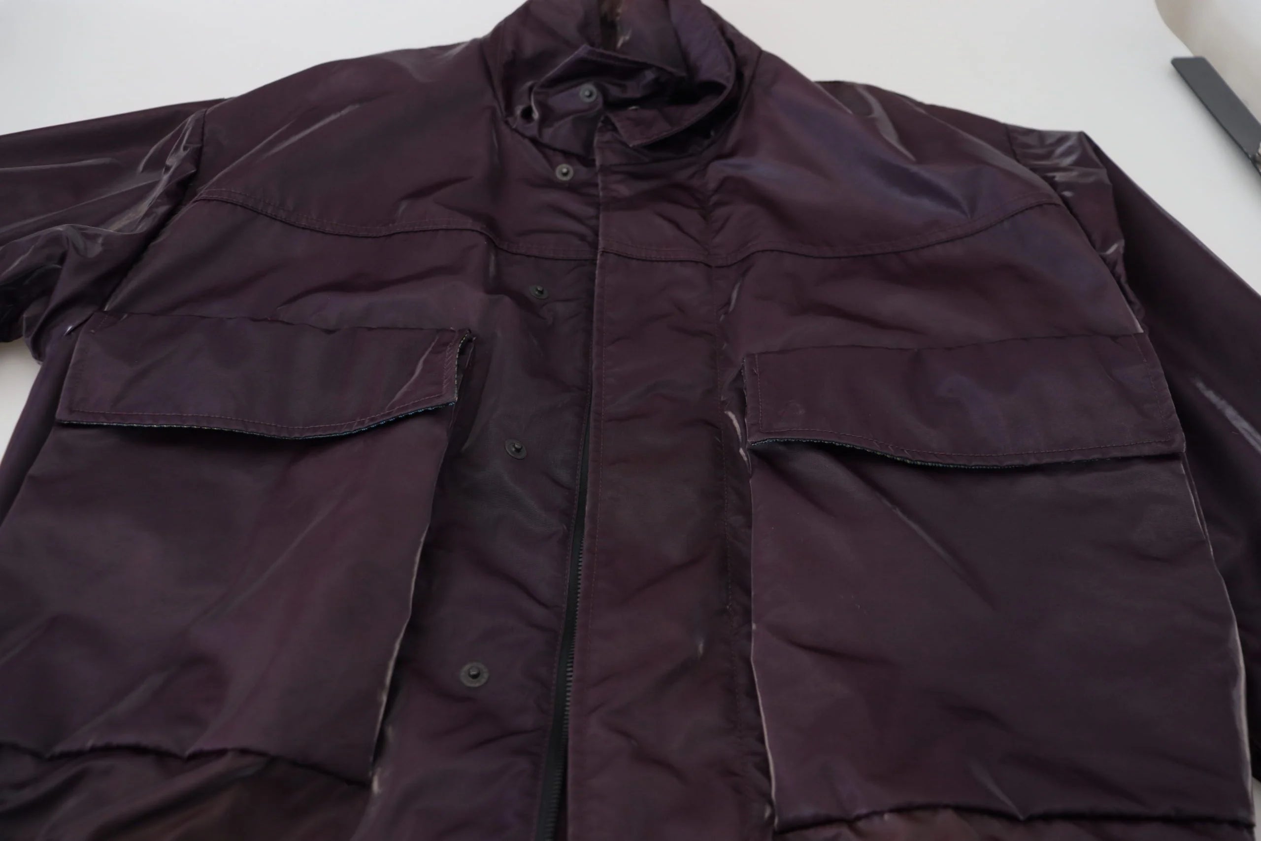 Dolce & Gabbana Purple Nylon Collared Biker Coat Jacket - XS - Coats & Jackets