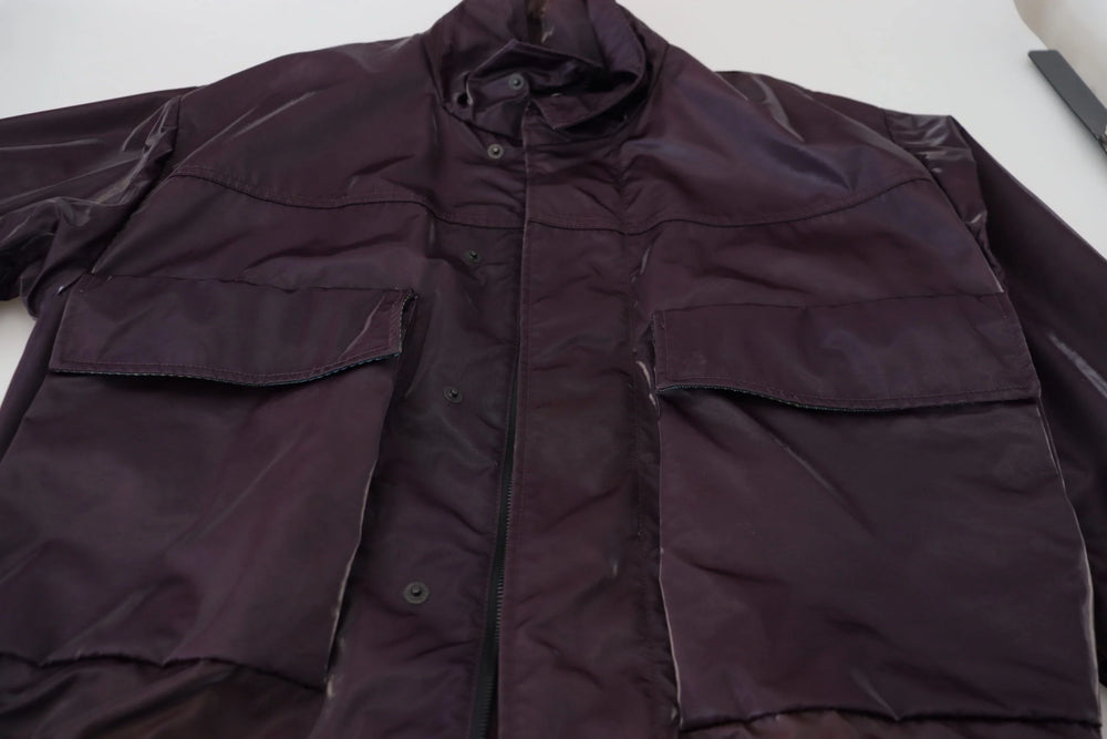 Dolce & Gabbana Purple Nylon Collared Biker Coat Jacket - XS - Coats & Jackets