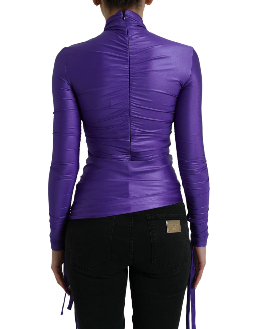 Dolce & Gabbana Purple Nylon Stretch Slim Long Sleeves Top - IT40|S - Shirts