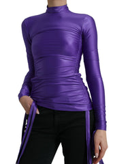 Dolce & Gabbana Purple Nylon Stretch Slim Long Sleeves Top - IT40|S - Shirts