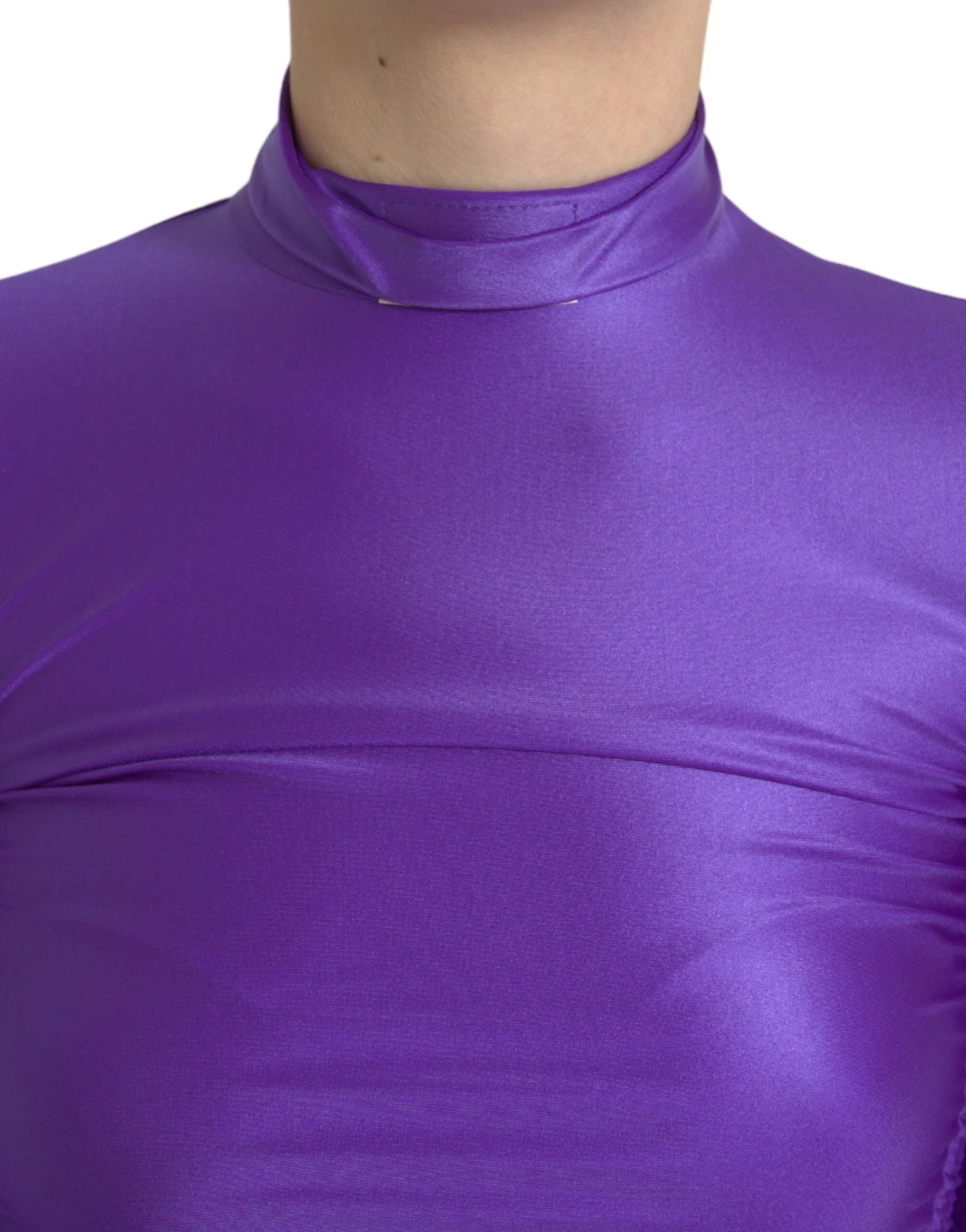 Dolce & Gabbana Purple Nylon Stretch Slim Long Sleeves Top - IT40|S - Shirts