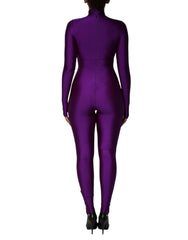 Dolce & Gabbana Purple Nylon Turtleneck Bodycon Jumpsuit Dress - IT40|S - One-Pieces
