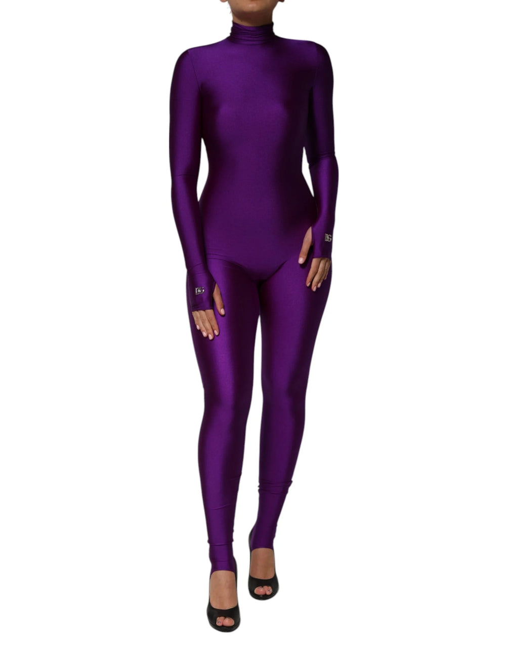 Dolce & Gabbana Purple Nylon Turtleneck Bodycon Jumpsuit Dress - IT40|S - One-Pieces