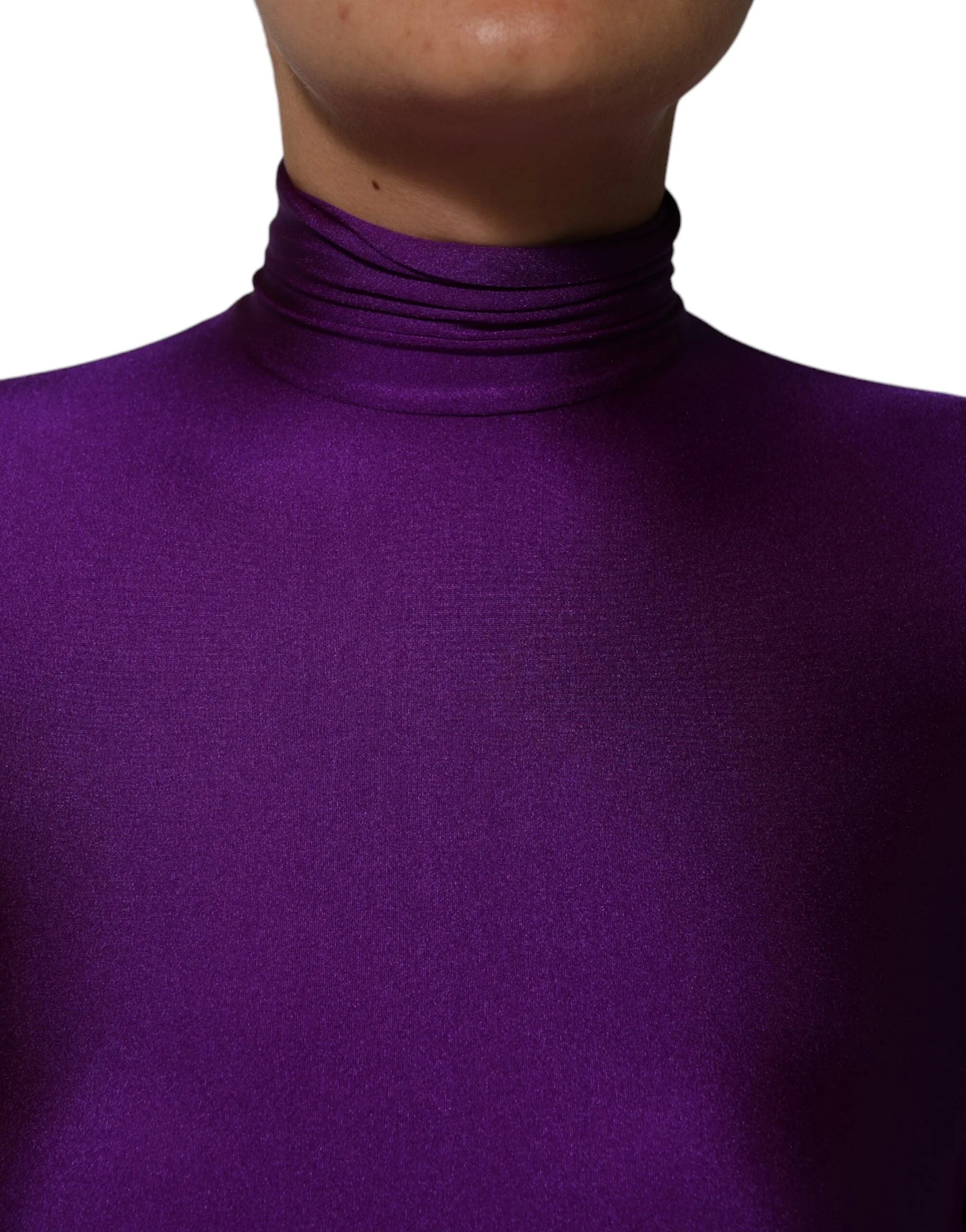 Dolce & Gabbana Purple Nylon Turtleneck Bodycon Jumpsuit Dress - IT40|S - One-Pieces