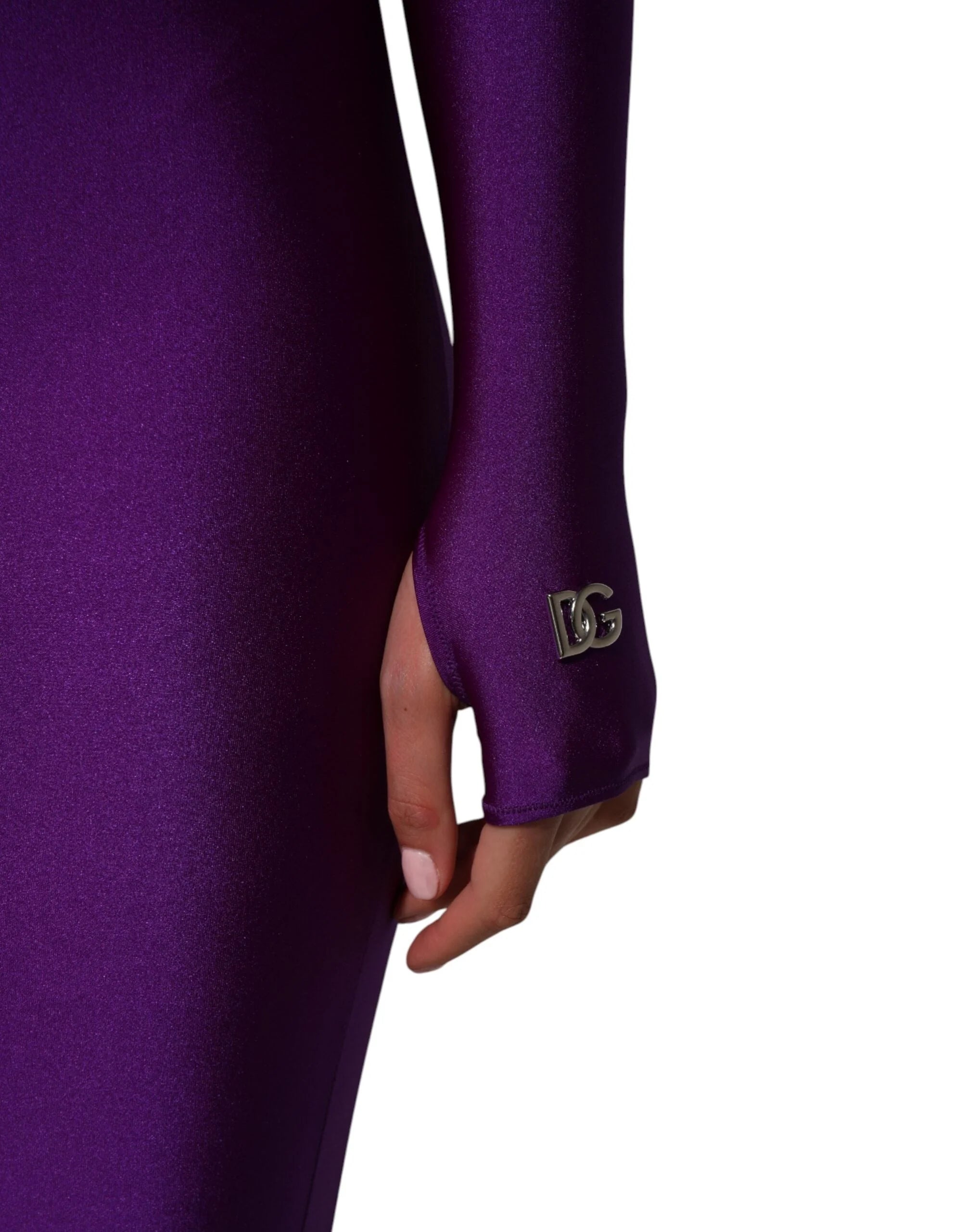 Dolce & Gabbana Purple Nylon Turtleneck Bodycon Jumpsuit Dress - IT40|S - One-Pieces