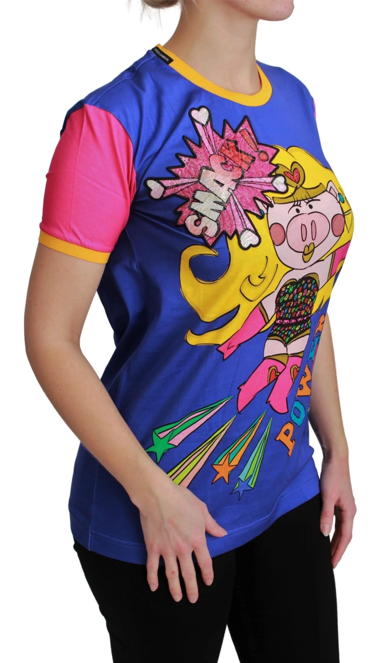 Dolce & Gabbana Purple PIG SUPERGIRL Top Cotton T-shirt - T-Shirts