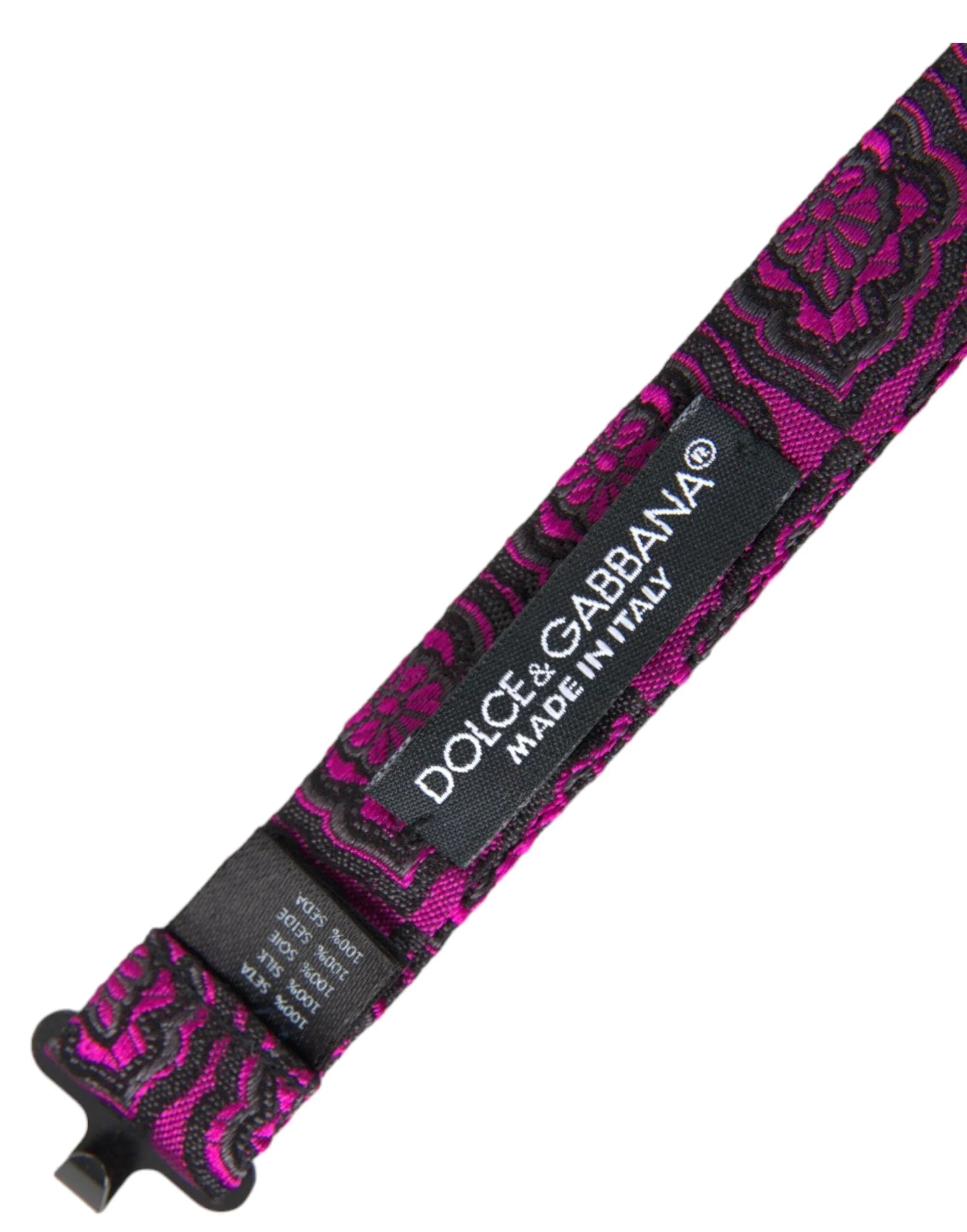 Dolce & Gabbana Purple Ribbon Silk Adjustable Neck Men Bow Tie - Neckties