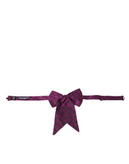 Dolce & Gabbana Purple Ribbon Silk Adjustable Neck Men Bow Tie - Neckties