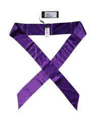 Dolce & Gabbana Purple Satin Silk Skinny Neck Foulard Scarf - Scarves & Shawls