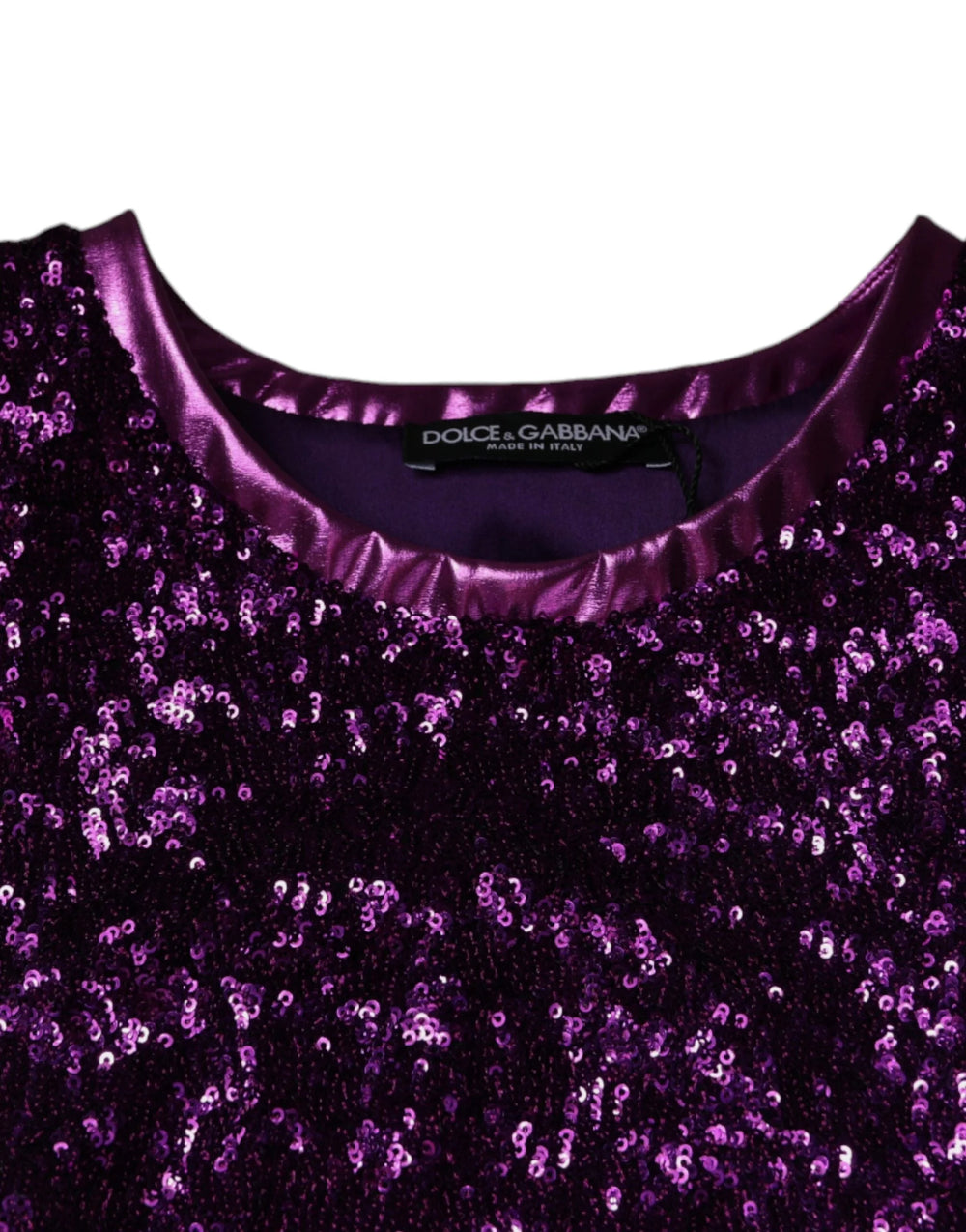 Dolce & Gabbana Purple Sequin Round Neck Sleeveless T-shirt - IT48 | M - Tank Tops
