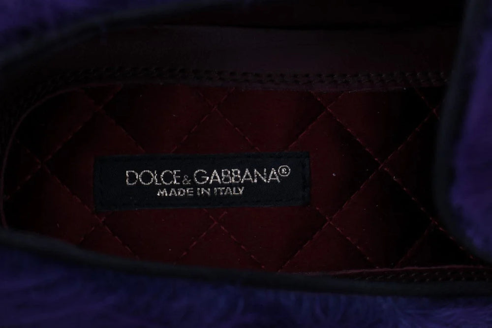 Dolce & Gabbana Purple Sheep Fur Leather Loafers - Flats