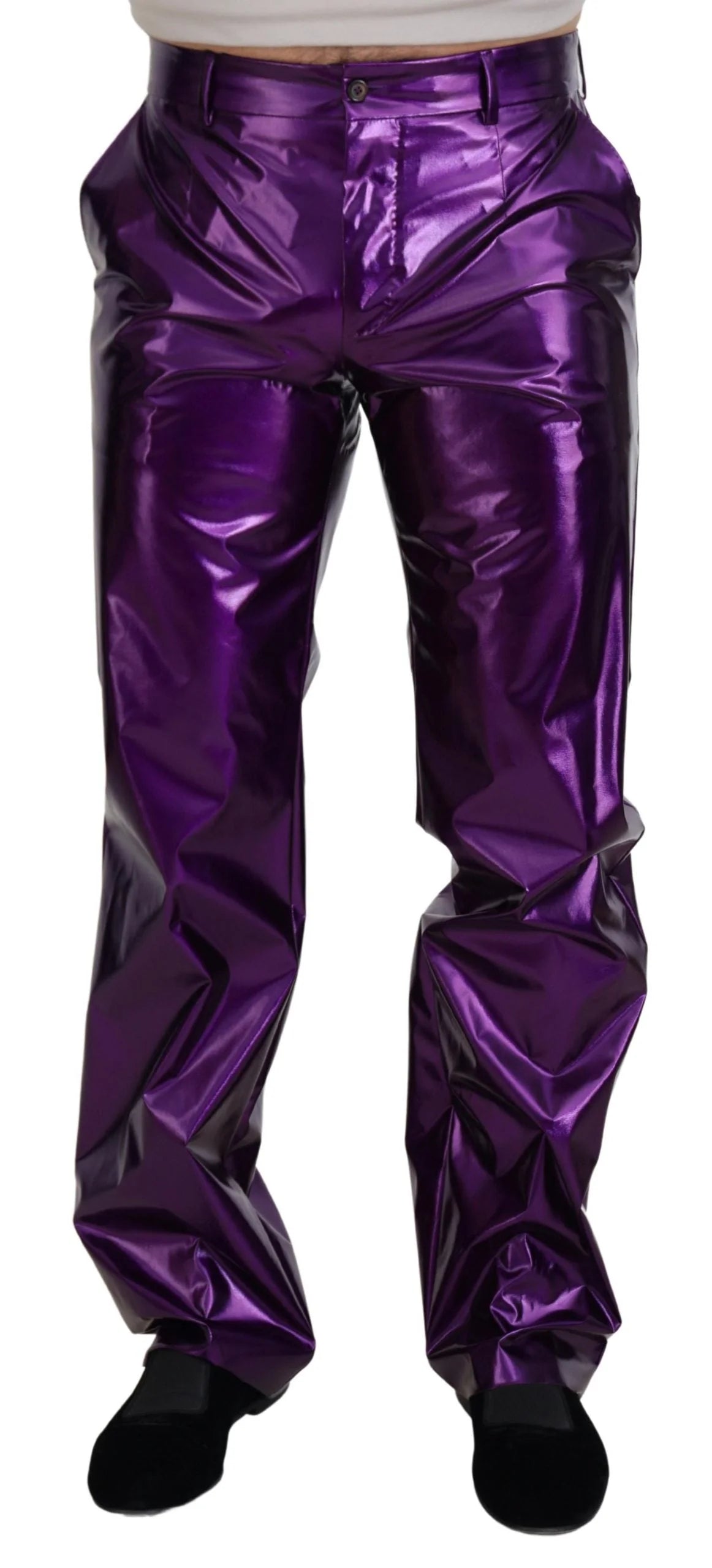 Dolce & Gabbana Purple Shining Men Casual Pants - IT44 | XS - Trousers