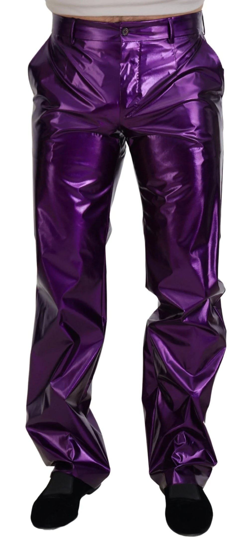 Dolce & Gabbana Purple Shining Men Casual Pants - IT44 | XS - Trousers