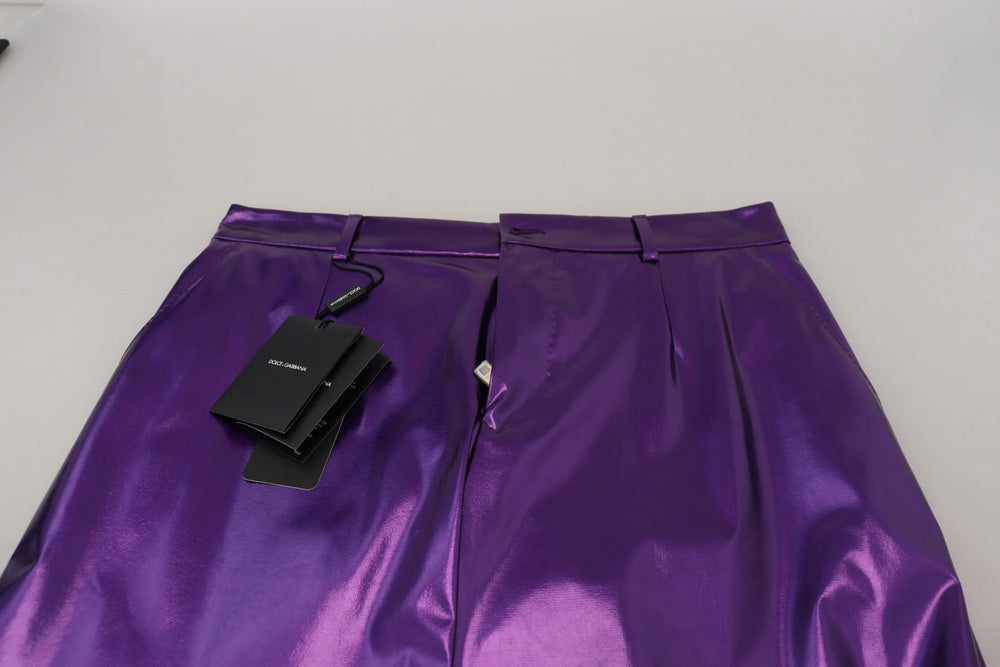 Dolce & Gabbana Purple Shining Men Casual Pants - IT44 | XS - Trousers