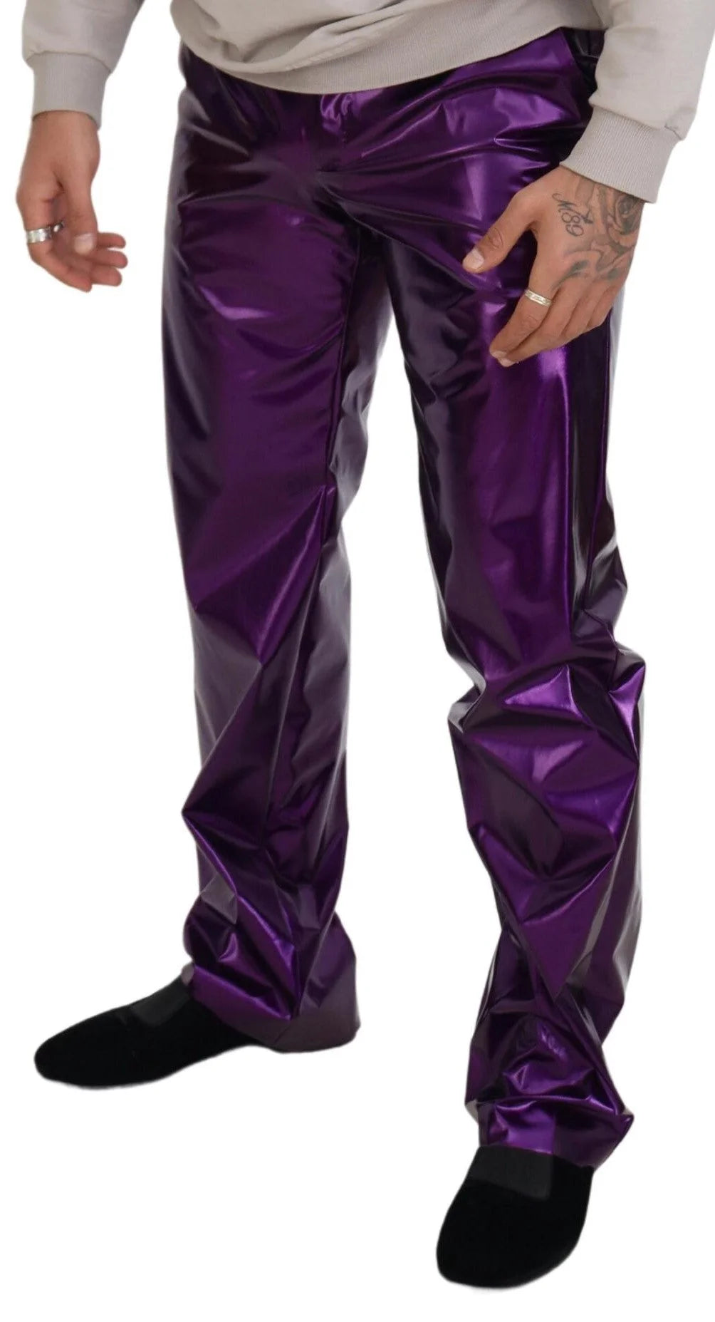 Dolce & Gabbana Purple Shining Men Casual Pants - IT44 | XS - Trousers