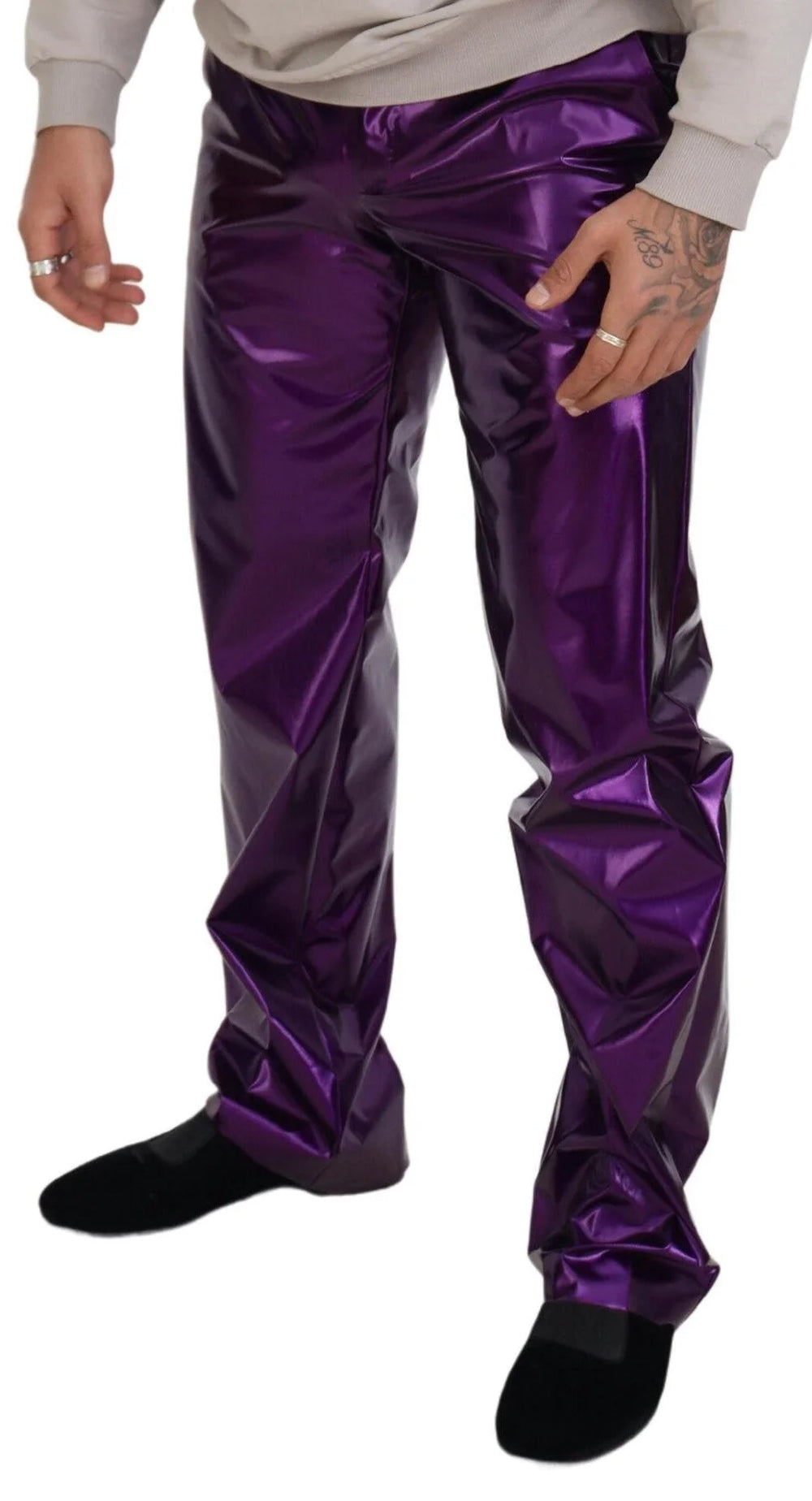 Dolce & Gabbana Purple Shining Men Casual Pants - IT44 | XS - Trousers