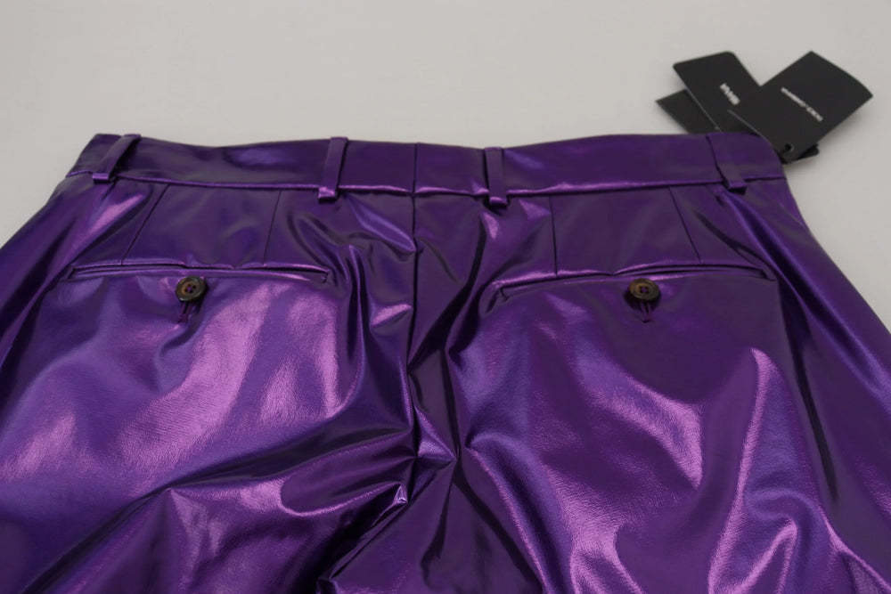 Dolce & Gabbana Purple Shining Men Casual Pants - IT44 | XS - Trousers