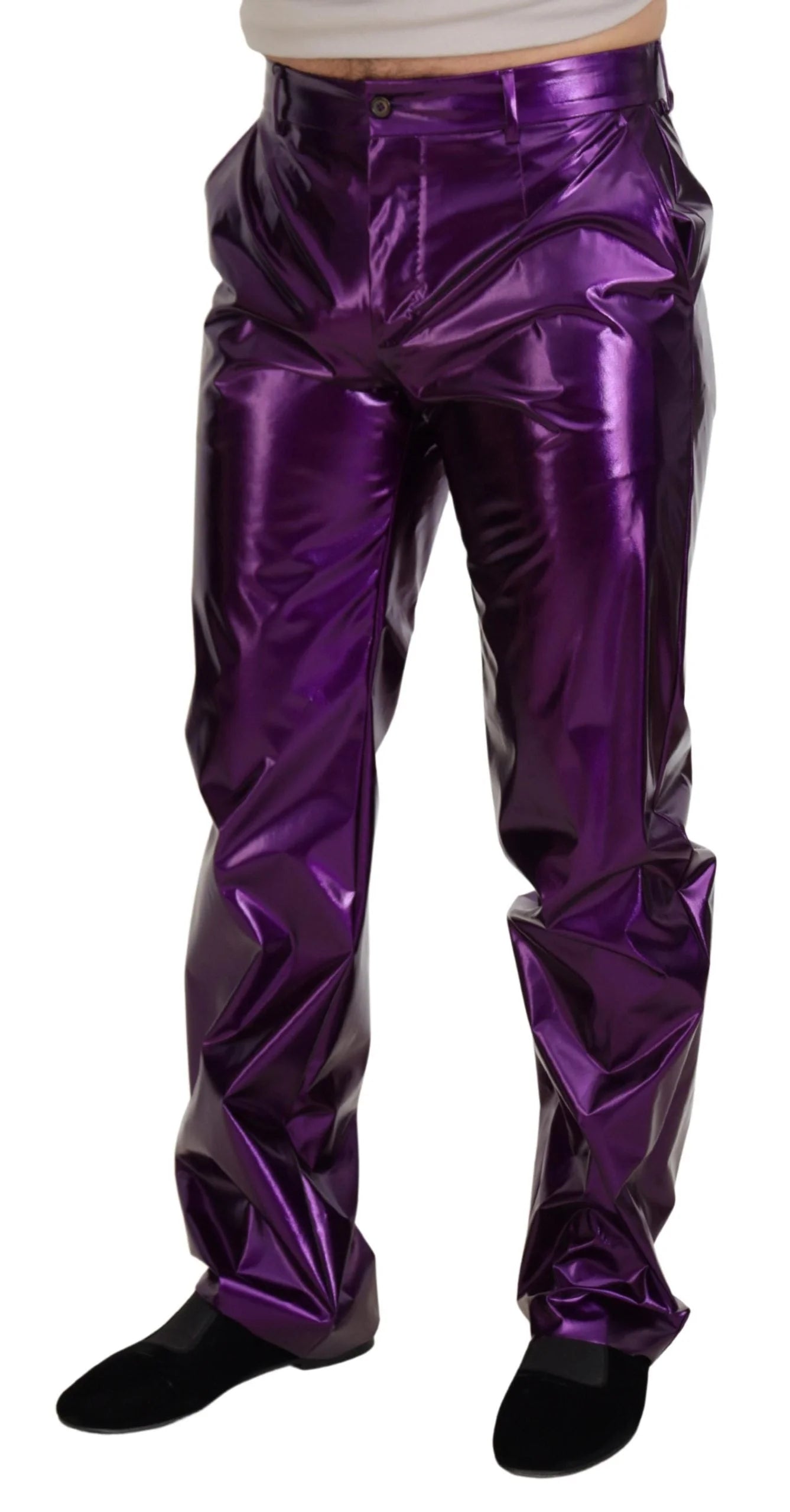 Dolce & Gabbana Purple Shining Men Casual Pants - IT44 | XS - Trousers