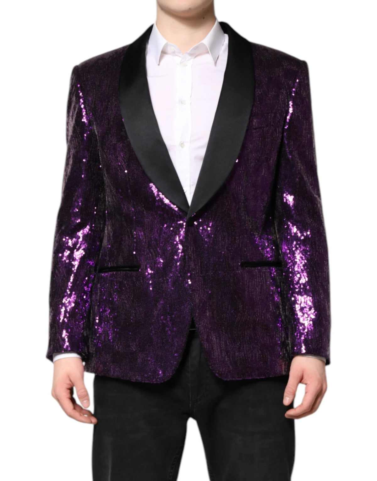 Dolce & Gabbana Purple SICILIA Sequin Embellish Coat Jacket - Sport Jackets