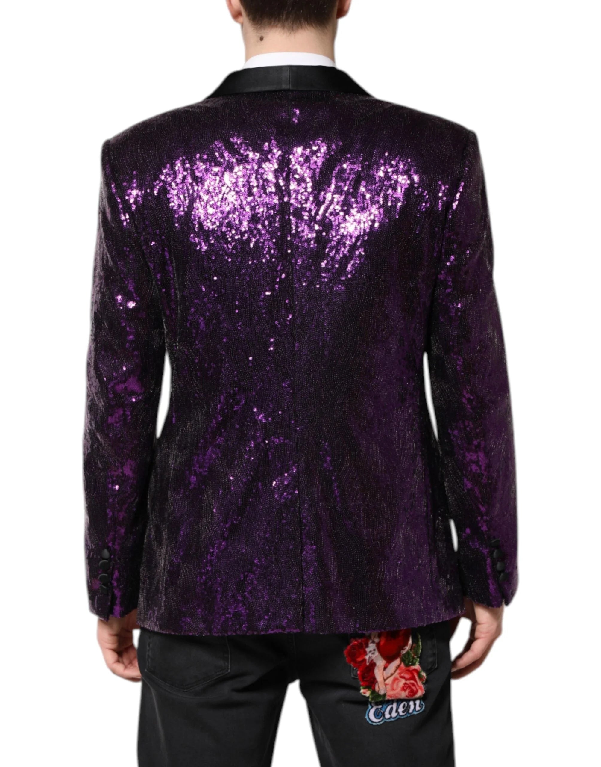 Dolce & Gabbana Purple SICILIA Sequin Embellish Coat Jacket - Sport Jackets