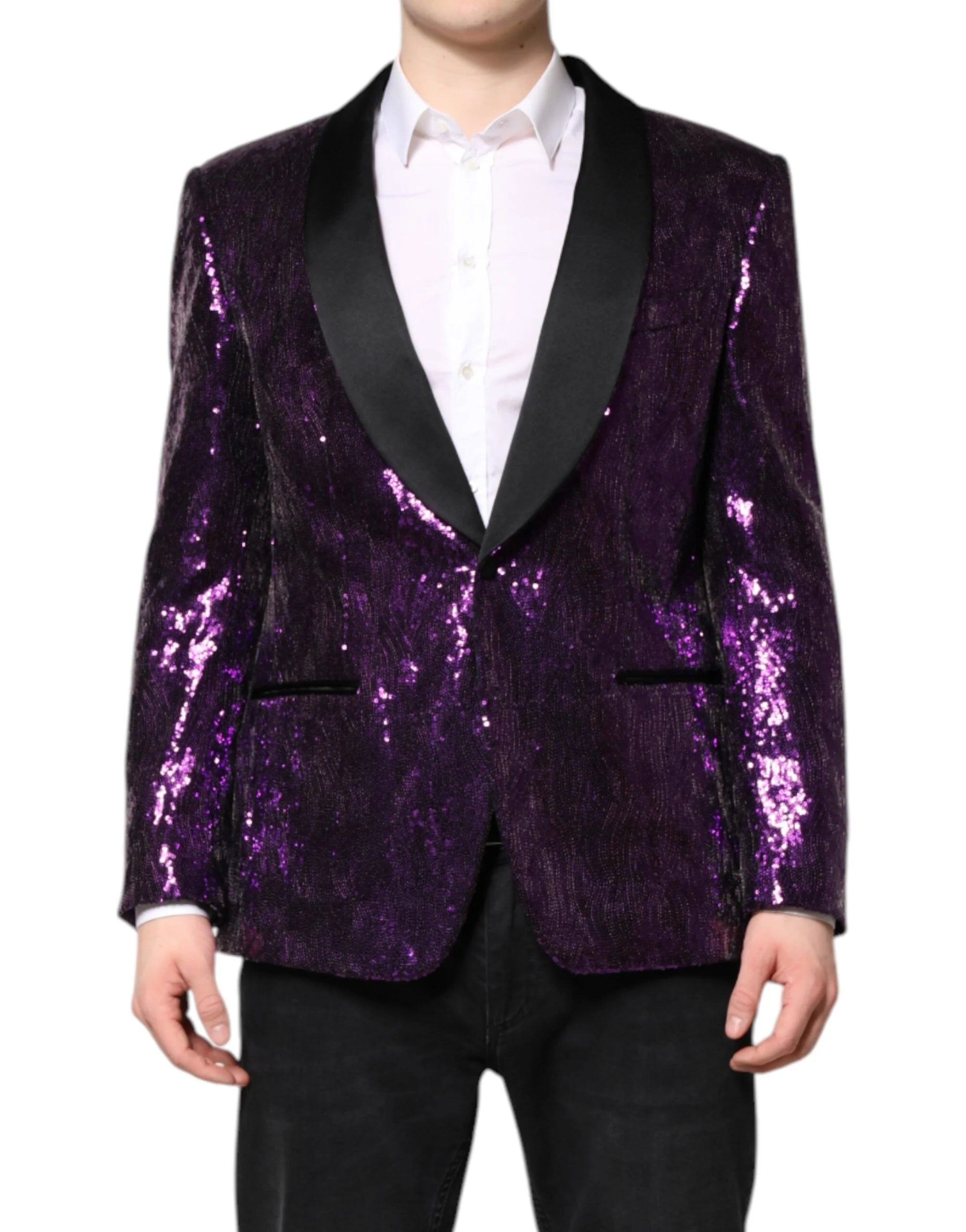 Dolce & Gabbana Purple SICILIA Sequin Embellish Coat Jacket - Sport Jackets