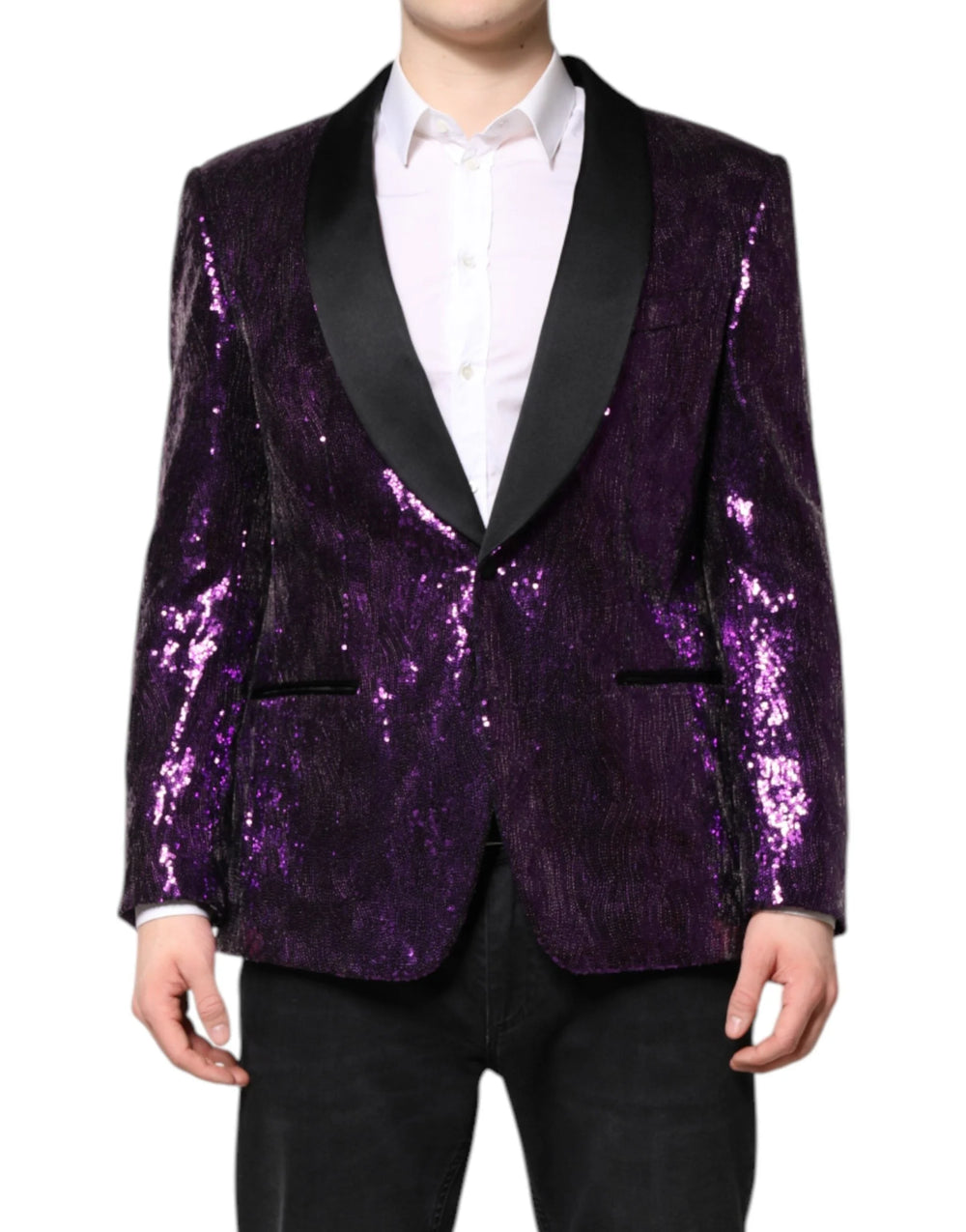Dolce & Gabbana Purple SICILIA Sequin Embellish Coat Jacket - Sport Jackets