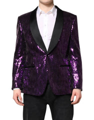 Dolce & Gabbana Purple SICILIA Sequin Embellish Coat Jacket - Sport Jackets