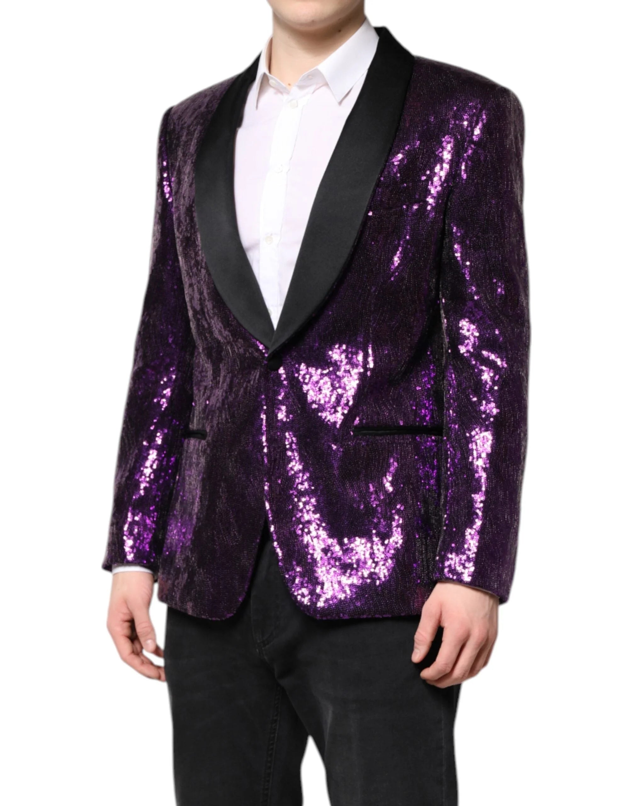Dolce & Gabbana Purple SICILIA Sequin Embellish Coat Jacket - Sport Jackets