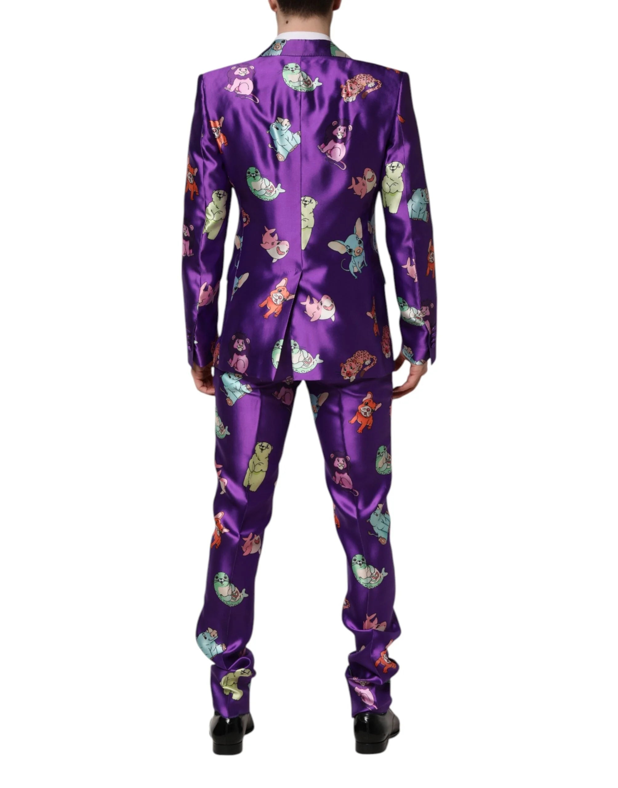 Dolce & Gabbana Purple Silk Animal Print 3 Piece Suit - IT48 | M - Pant Suits