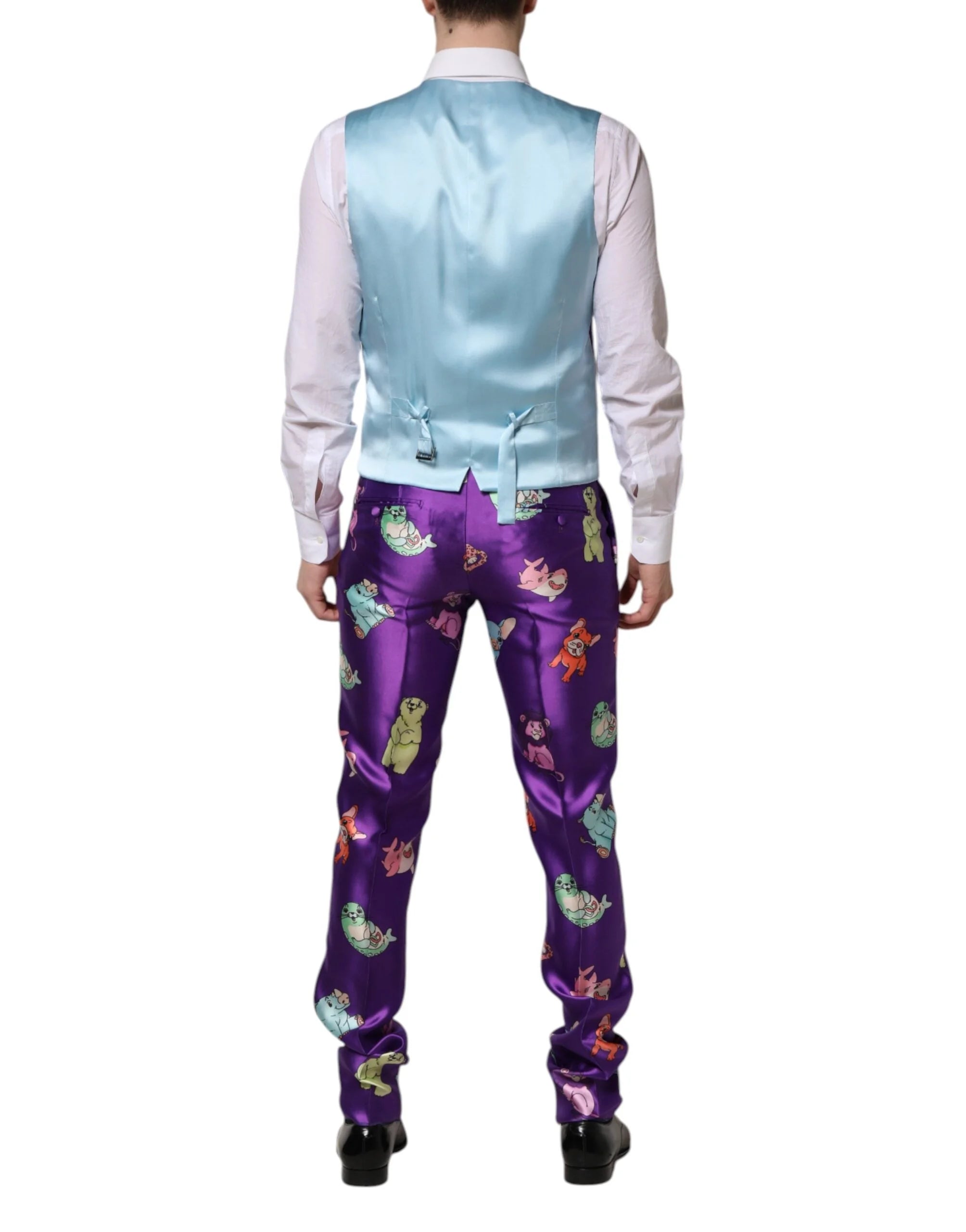 Dolce & Gabbana Purple Silk Animal Print 3 Piece Suit - IT48 | M - Pant Suits