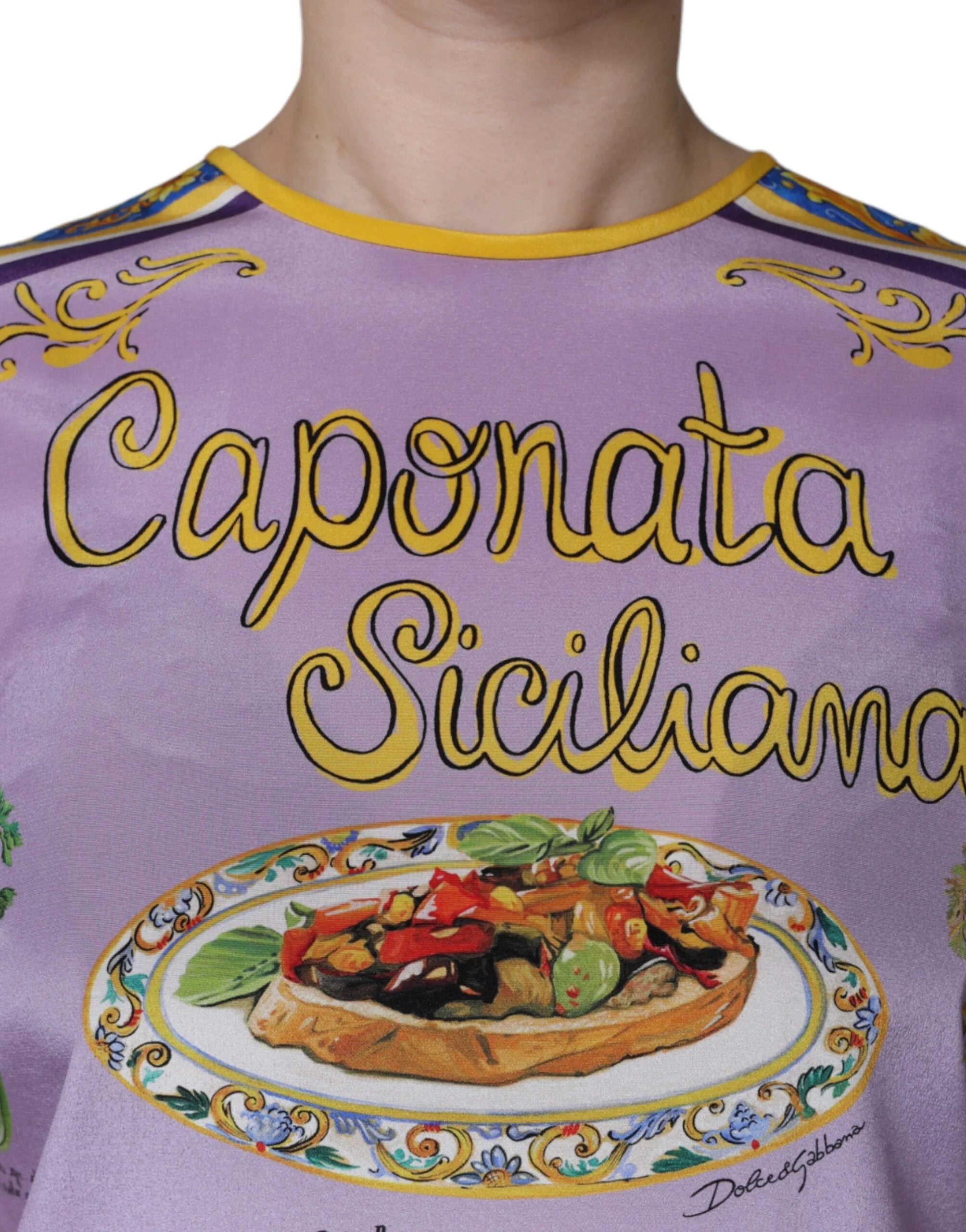 Dolce & Gabbana Purple Silk Caponata Siciliana Print Tank Top - IT40|S - Tank Tops