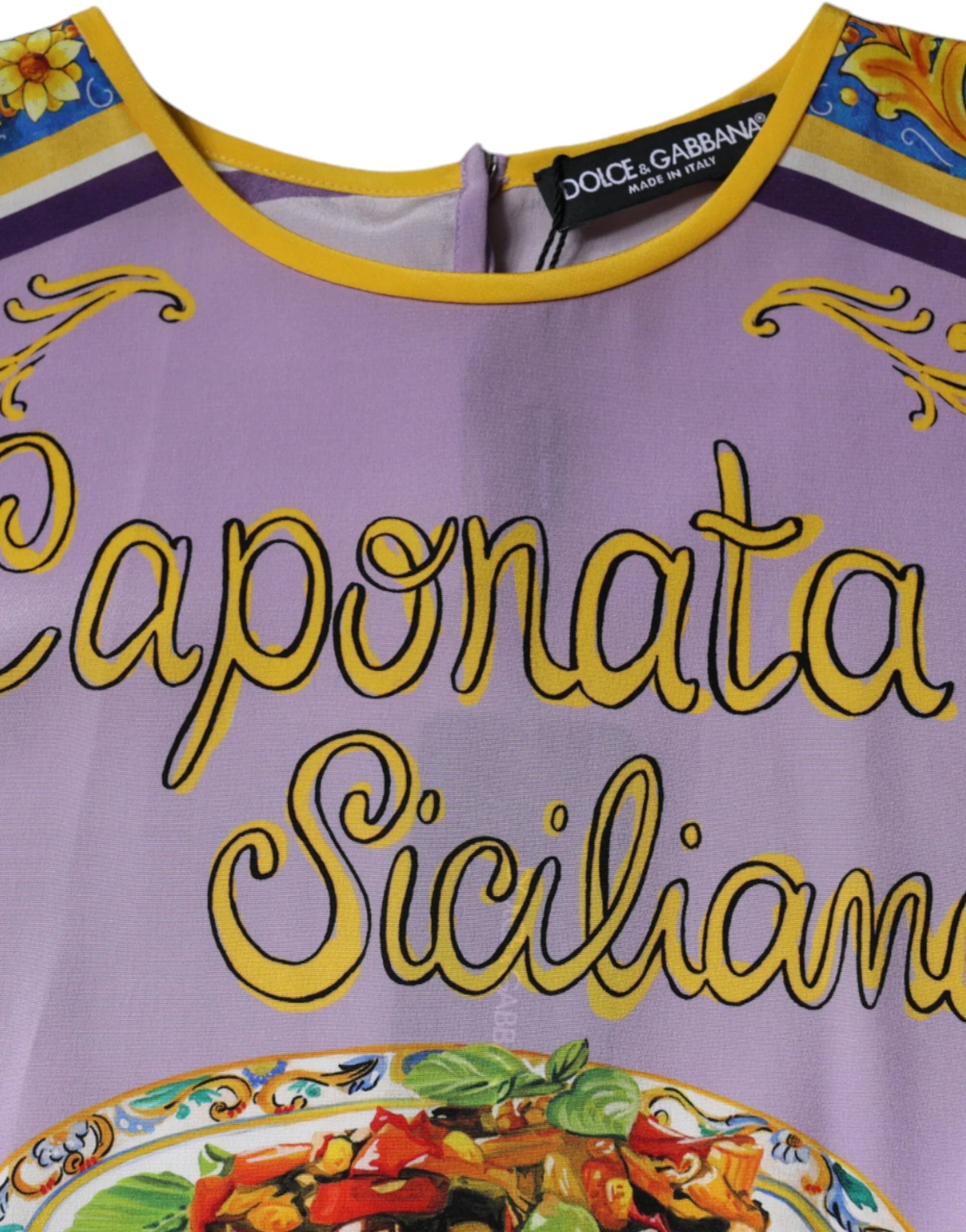 Dolce & Gabbana Purple Silk Caponata Siciliana Print Tank Top - IT40|S - Tank Tops