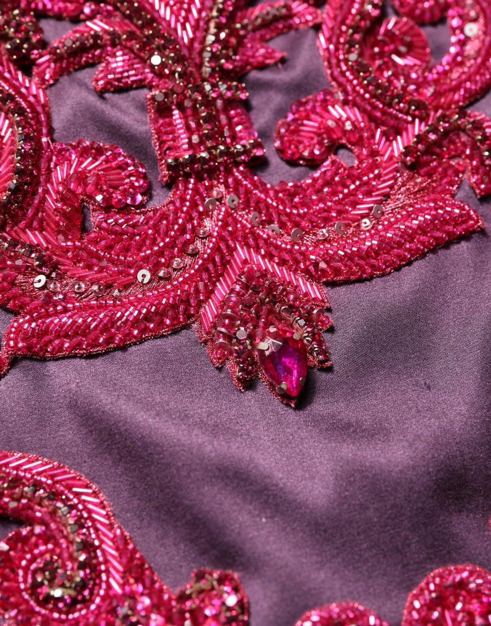 Dolce & Gabbana Purple Silk Crystal Strapless Floor Length Gown Dress - IT40|S