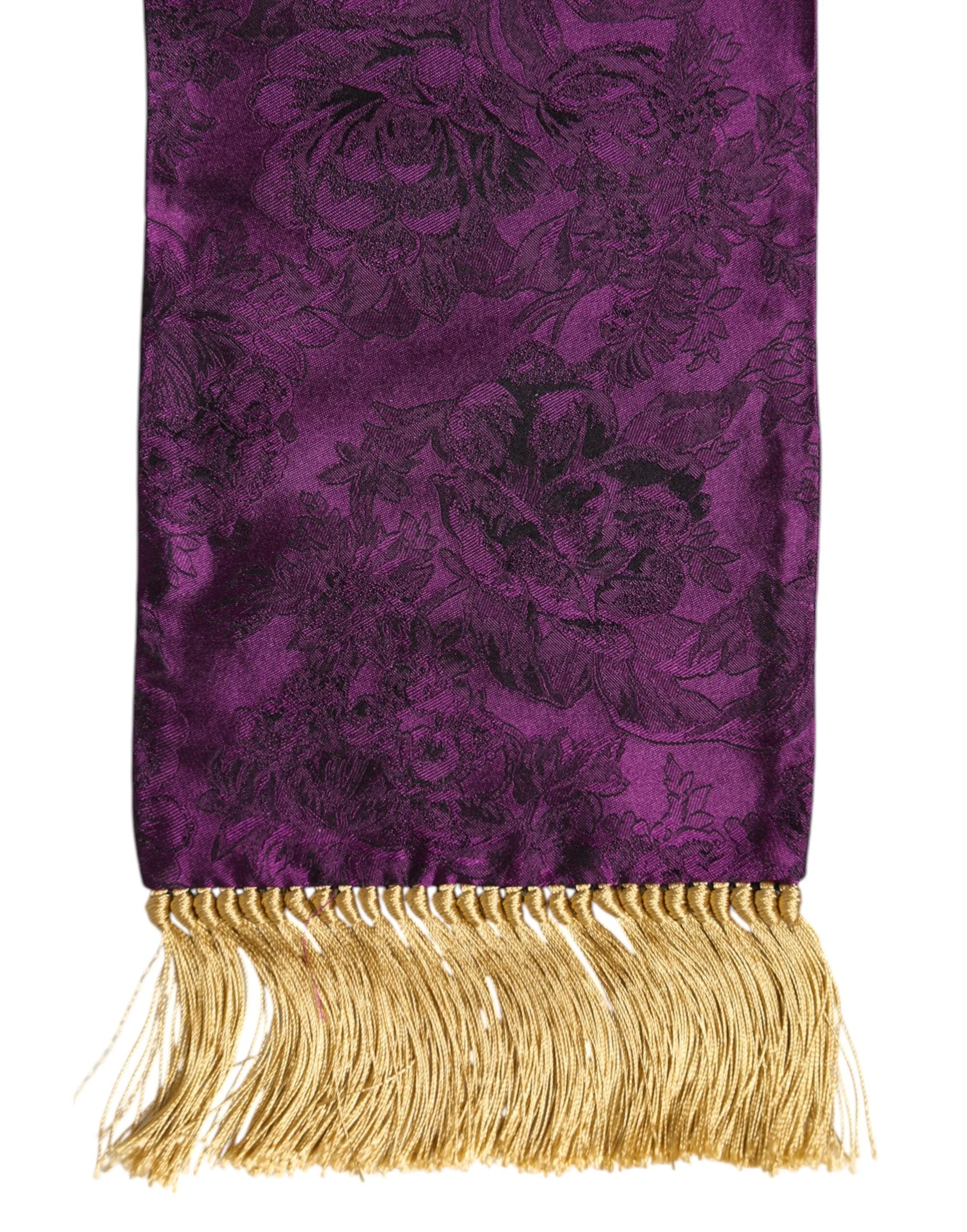 Dolce & Gabbana Purple Silk Fringes Cross Men Foulard Scarf - Scarves & Shawls