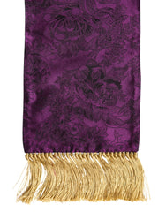 Dolce & Gabbana Purple Silk Fringes Cross Men Foulard Scarf - Scarves & Shawls