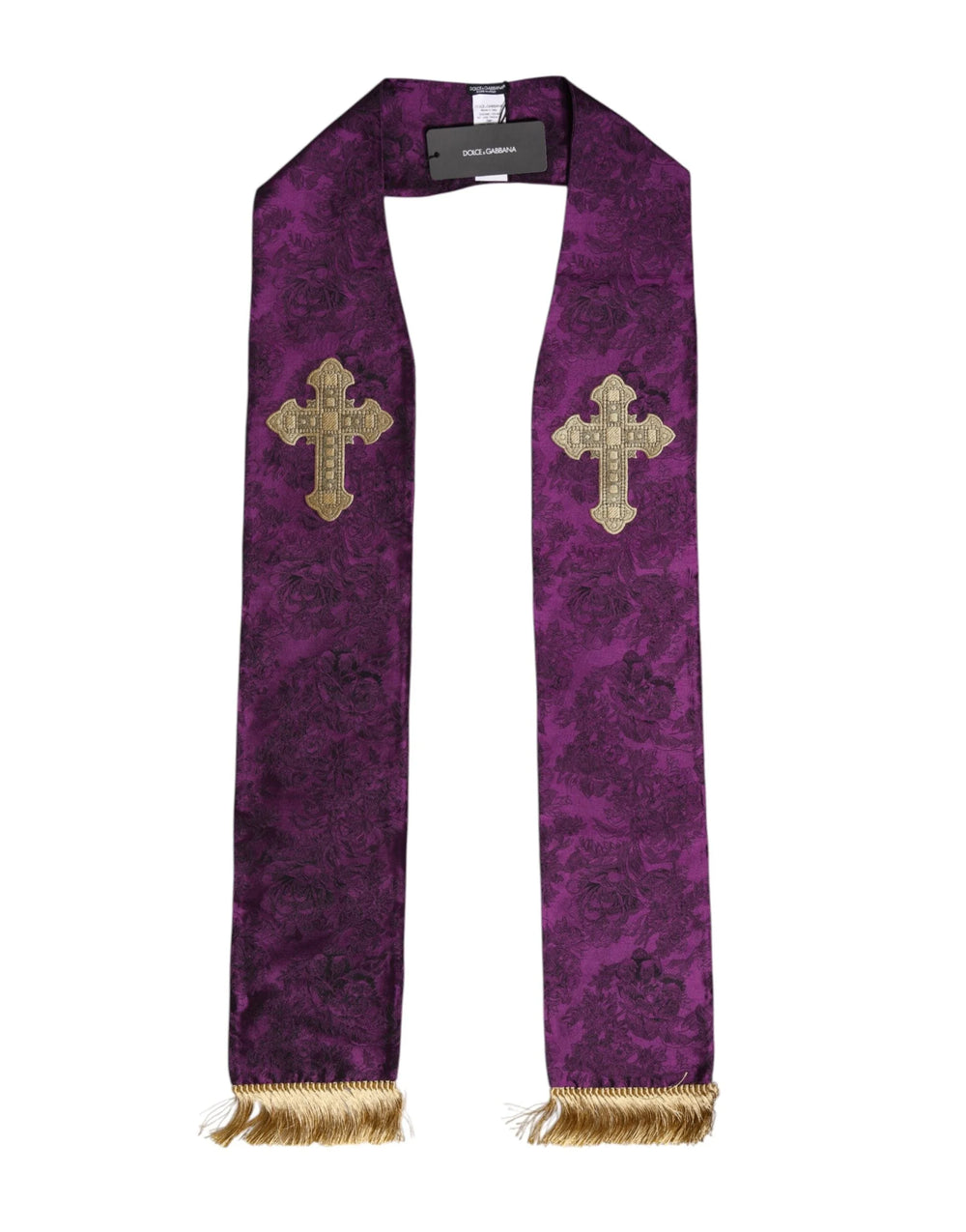 Dolce & Gabbana Purple Silk Fringes Cross Men Foulard Scarf - Scarves & Shawls