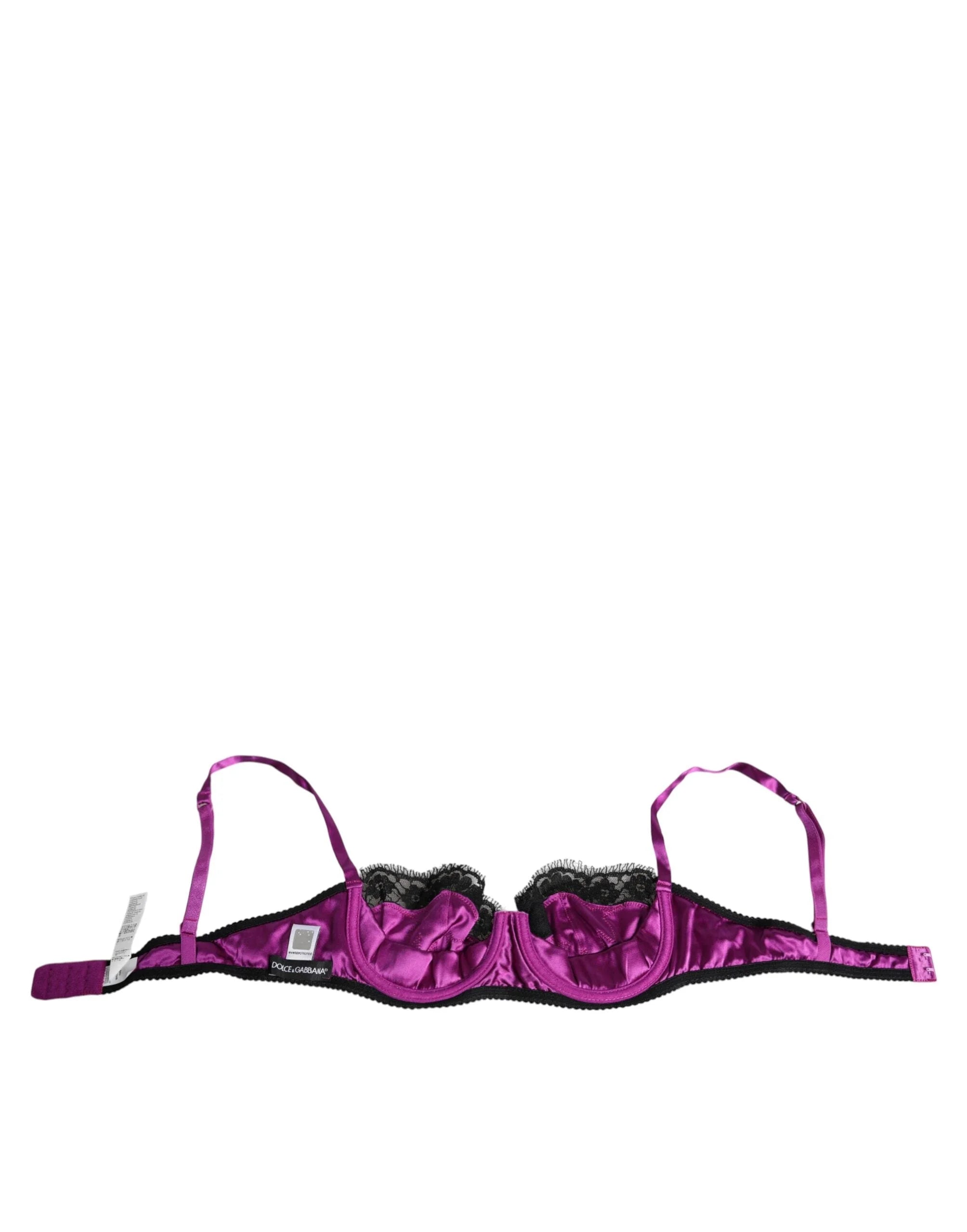 Dolce & Gabbana Purple Silk Underwired Balconette Bra Underwear - IT1 | XS - Bras