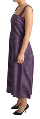 Dolce & Gabbana Purple Striped Cotton A-Line Stretch Dress - IT42|M - Dresses