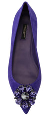 Dolce & Gabbana Purple Suede Crystals Loafers Flats Shoes - EU36.5/US6 - Flats