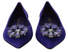 Dolce & Gabbana Purple Suede Crystals Loafers Flats Shoes - EU36.5/US6 - Flats
