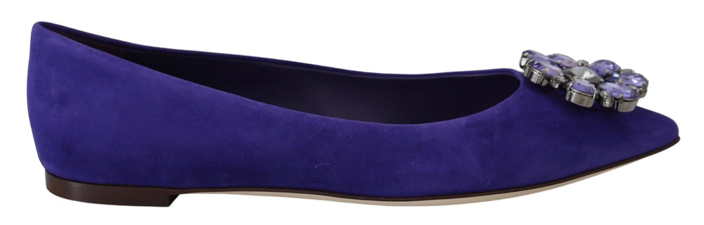 Dolce & Gabbana Purple Suede Crystals Loafers Flats Shoes - EU36.5/US6 - Flats