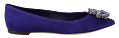 Dolce & Gabbana Purple Suede Crystals Loafers Flats Shoes - EU36.5/US6 - Flats
