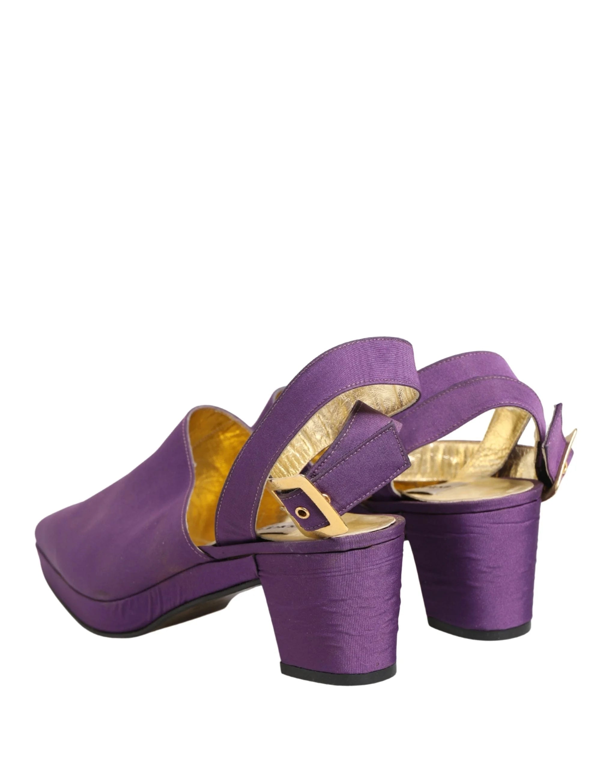 Close-up of the plush purple suede texture on the front strap of these Italian-crafted Dolce & Gabbana shoes.