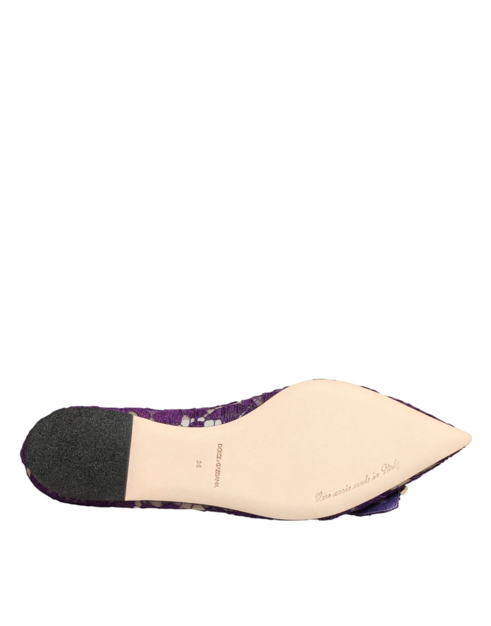 Dolce & Gabbana Purple Taormina Lace Crystals Flats Shoes - EU36/US5.5